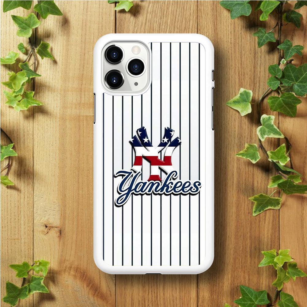 Baseball New York Yankees MLB 001 iPhone 11 Pro Max Case-Rubber / White (2D Case)-Xtracase
