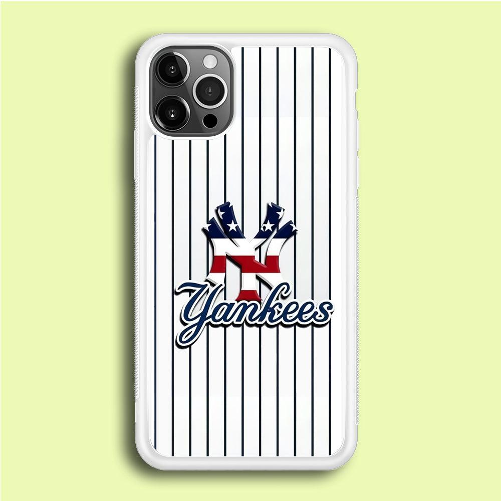 Baseball New York Yankees MLB 001 iPhone 12 Pro Case-Rubber / White (2D Case)-Xtracase