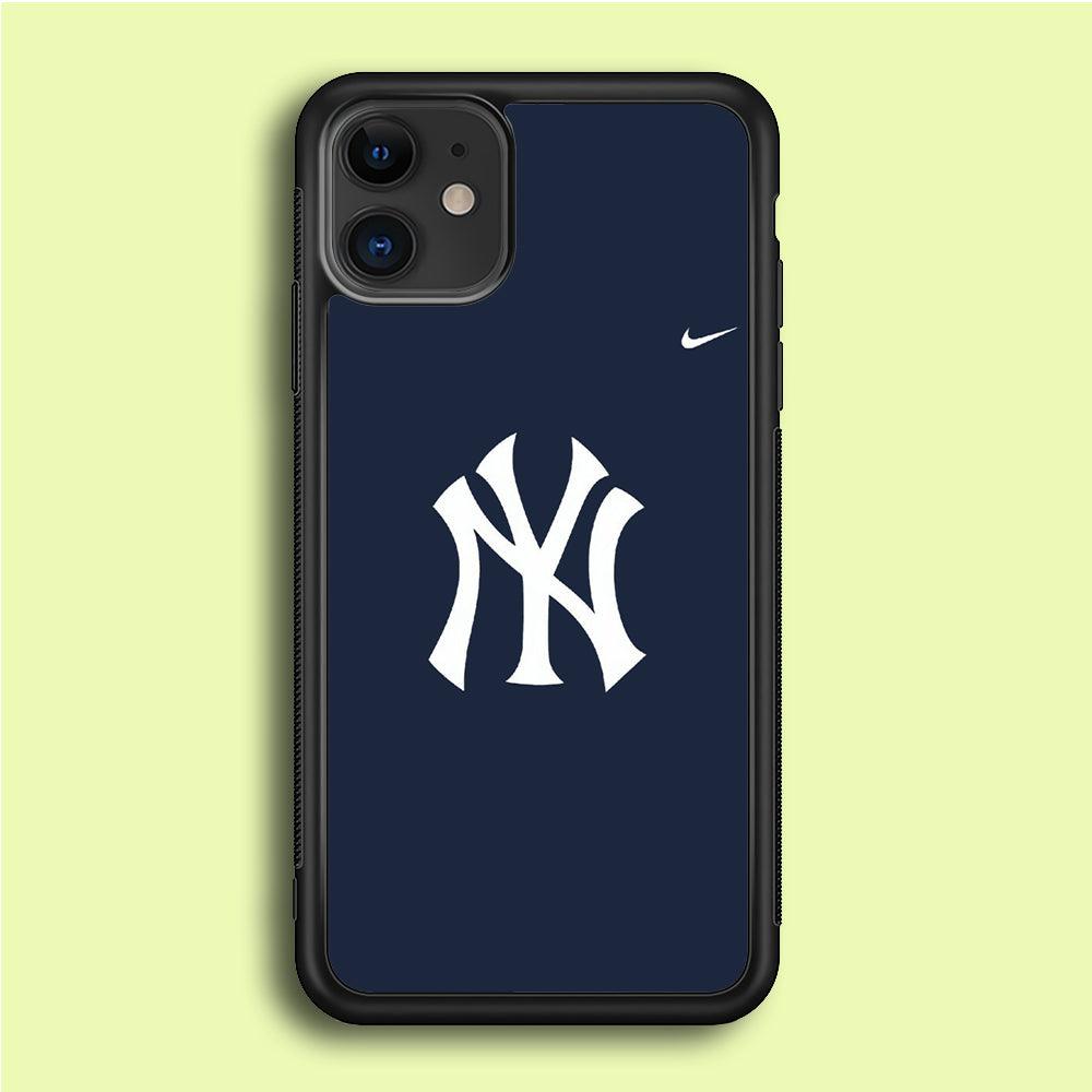 Baseball New York Yankees MLB 002 iPhone 12 Case-Rubber / Black (2D Case)-Xtracase