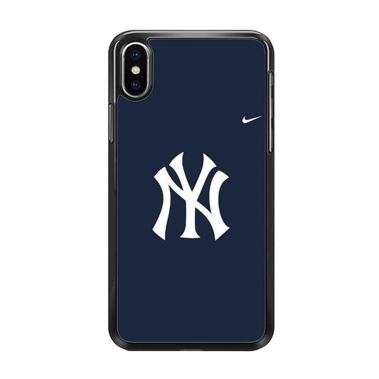 Baseball New York Yankees MLB 002 iPhone Xs Case-Rubber / Black (2D Case)-Xtracase