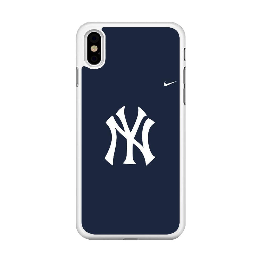 Baseball New York Yankees MLB 002 iPhone X Case-Rubber / White (2D Case)-Xtracase