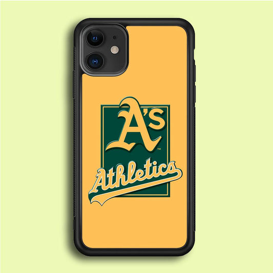Baseball Oakland Athletics MLB 002 iPhone 12 Case-Rubber / Black (2D Case)-Xtracase