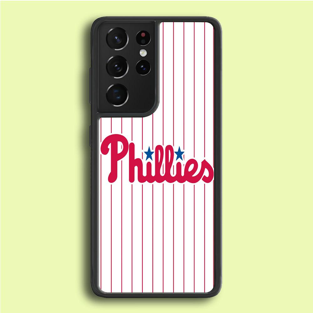 Baseball Philadelphia Phillies MLB 002 Samsung Galaxy S21 Ultra Case-Rubber / White (2D Case)-Xtracase