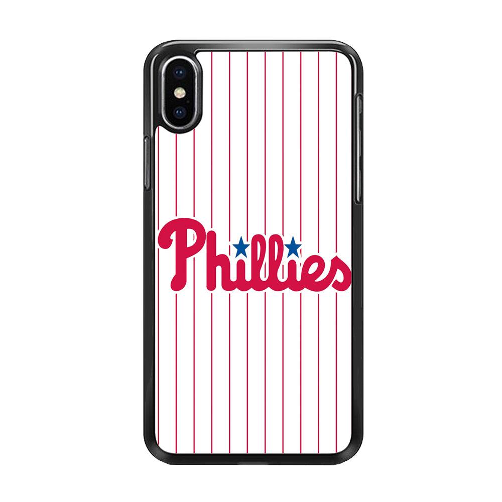 Baseball Philadelphia Phillies MLB 002 iPhone X Case-Rubber / Black (2D Case)-Xtracase