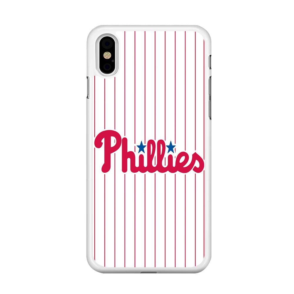 Baseball Philadelphia Phillies MLB 002 iPhone X Case-Rubber / White (2D Case)-Xtracase