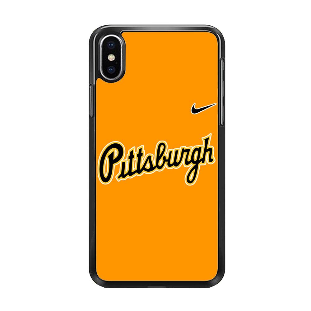 Baseball Pittsburgh Pirates MLB 002 iPhone X Case-Rubber / Black (2D Case)-Xtracase