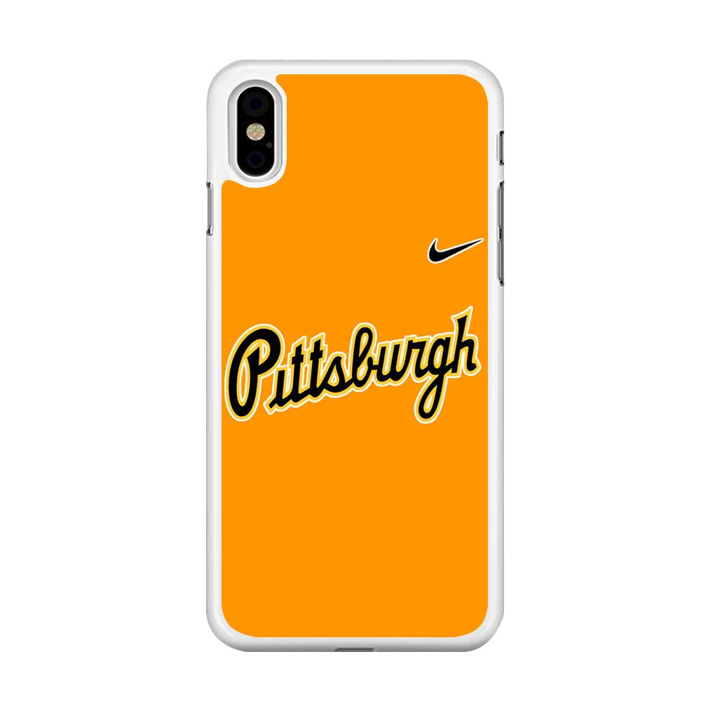 Baseball Pittsburgh Pirates MLB 002 iPhone X Case-Rubber / White (2D Case)-Xtracase
