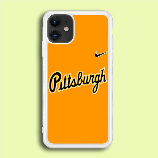 Baseball Pittsburgh Pirates MLB 002 iPhone 12 Case-Rubber / White (2D Case)-Xtracase