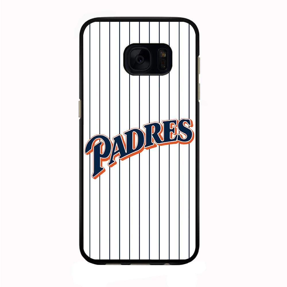 Baseball San Diego Padres MLB 001 Samsung Galaxy S7 Edge Case-Rubber / Black (2D Case)-Xtracase