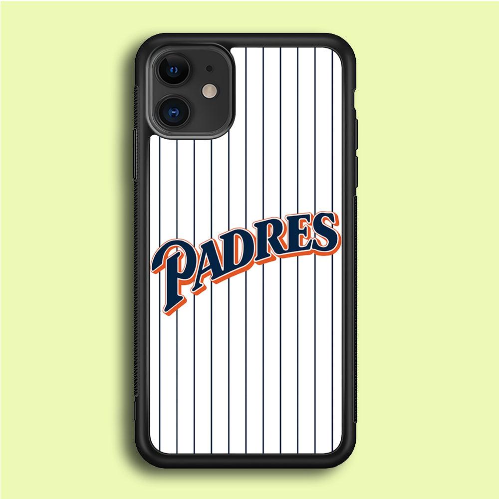 Baseball San Diego Padres MLB 001 iPhone 12 Case-Rubber / Black (2D Case)-Xtracase