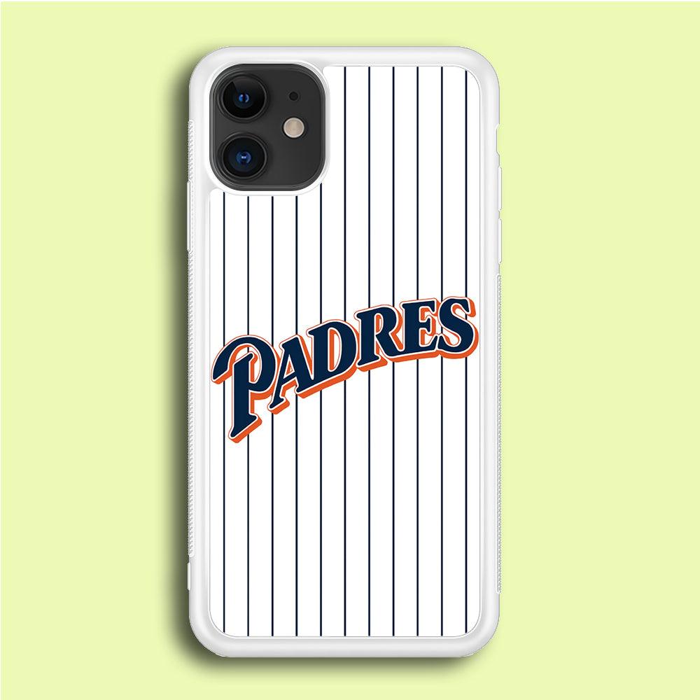 Baseball San Diego Padres MLB 001 iPhone 12 Case-Rubber / White (2D Case)-Xtracase