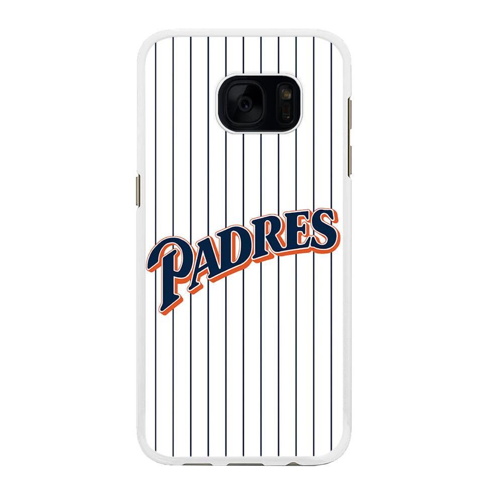 Baseball San Diego Padres MLB 001 Samsung Galaxy S7 Edge Case-Rubber / White (2D Case)-Xtracase