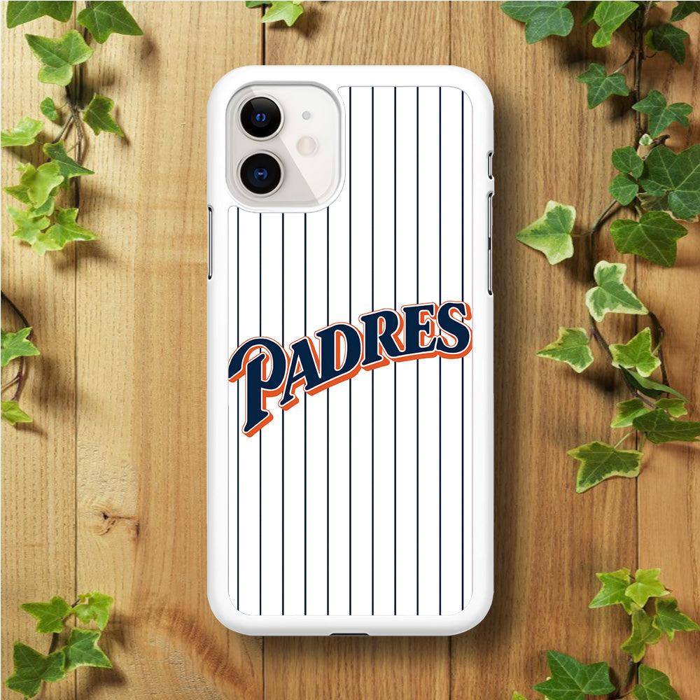 Baseball San Diego Padres MLB 001 iPhone 11 Case-Rubber / White (2D Case)-Xtracase