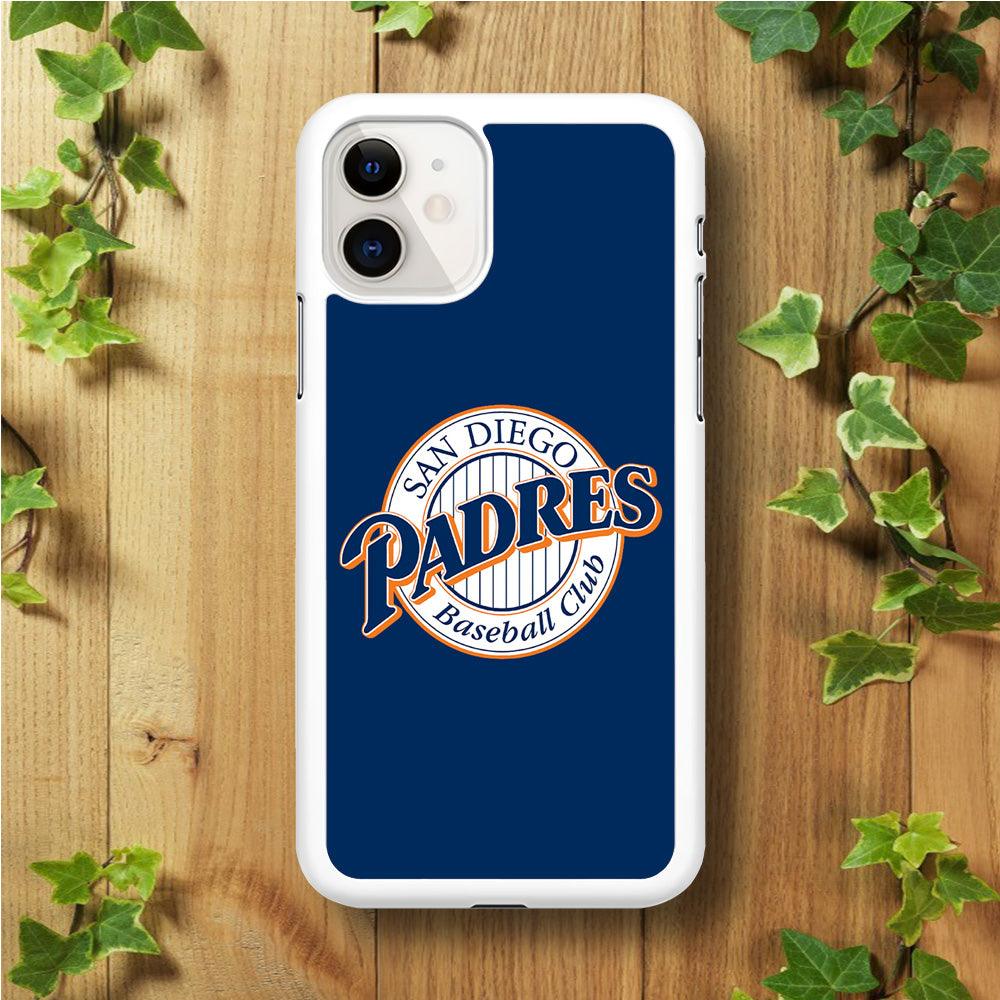 Baseball San Diego Padres MLB 002 iPhone 11 Case-Rubber / White (2D Case)-Xtracase