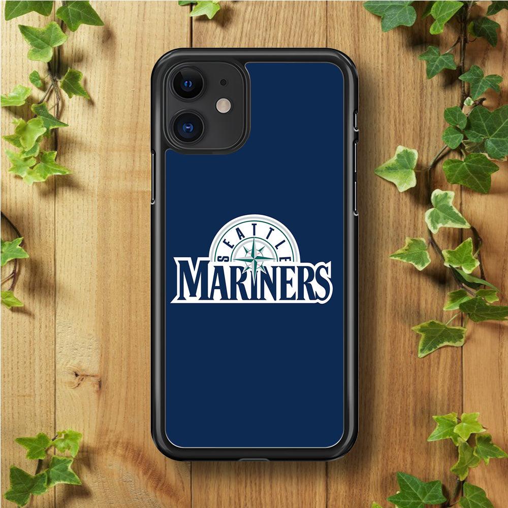 Baseball Seattle Mariners MLB 001 iPhone 11 Case-Rubber / Black (2D Case)-Xtracase