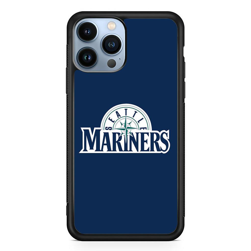 Baseball Seattle Mariners MLB 001 iPhone 13 Pro Max Case-Rubber / Black (2D Case)-Xtracase