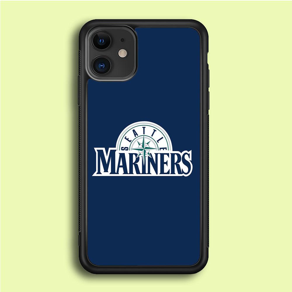 Baseball Seattle Mariners MLB 001 iPhone 12 Case-Rubber / Black (2D Case)-Xtracase