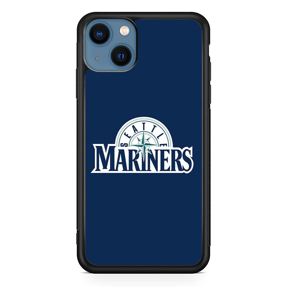 Baseball Seattle Mariners MLB 001 iPhone 13 Case-Rubber / Black (2D Case)-Xtracase