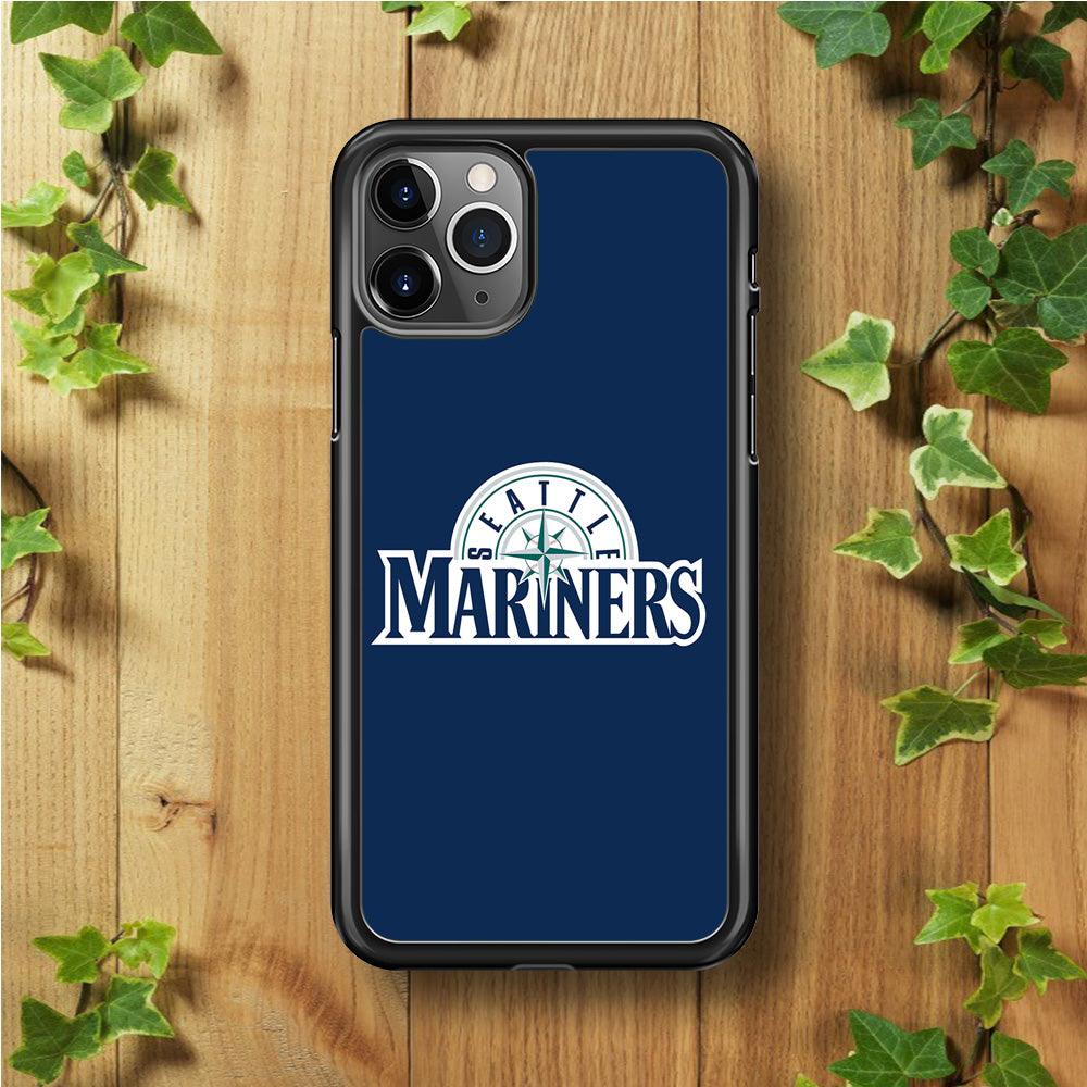 Baseball Seattle Mariners MLB 001 iPhone 11 Pro Max Case-Rubber / Black (2D Case)-Xtracase