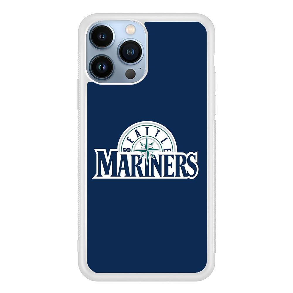 Baseball Seattle Mariners MLB 001 iPhone 13 Pro Max Case-Rubber / White (2D Case)-Xtracase