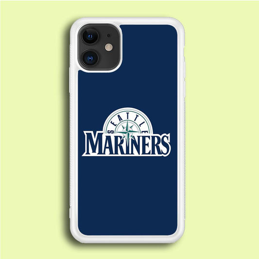 Baseball Seattle Mariners MLB 001 iPhone 12 Case-Rubber / White (2D Case)-Xtracase