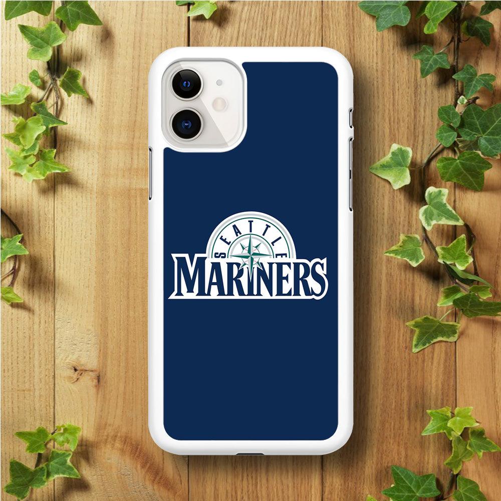 Baseball Seattle Mariners MLB 001 iPhone 11 Case-Rubber / White (2D Case)-Xtracase