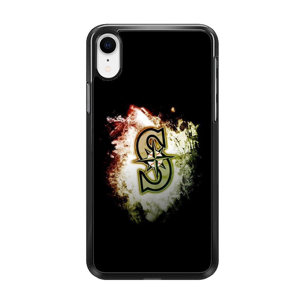 Baseball Seattle Mariners MLB 002 iPhone XR Case-Rubber / Black (2D Case)-Xtracase