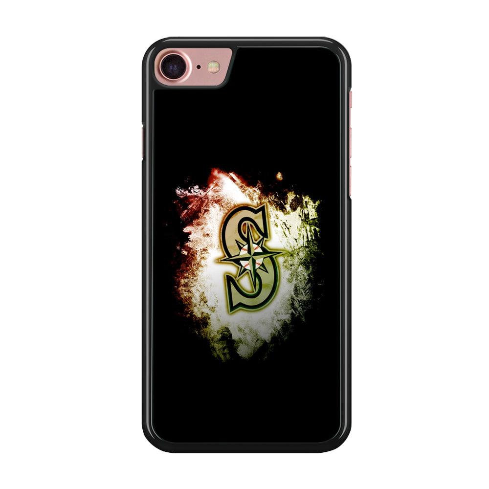 Baseball Seattle Mariners MLB 002 iPhone SE 2020 Case-Rubber / Black (2D Case)-Xtracase