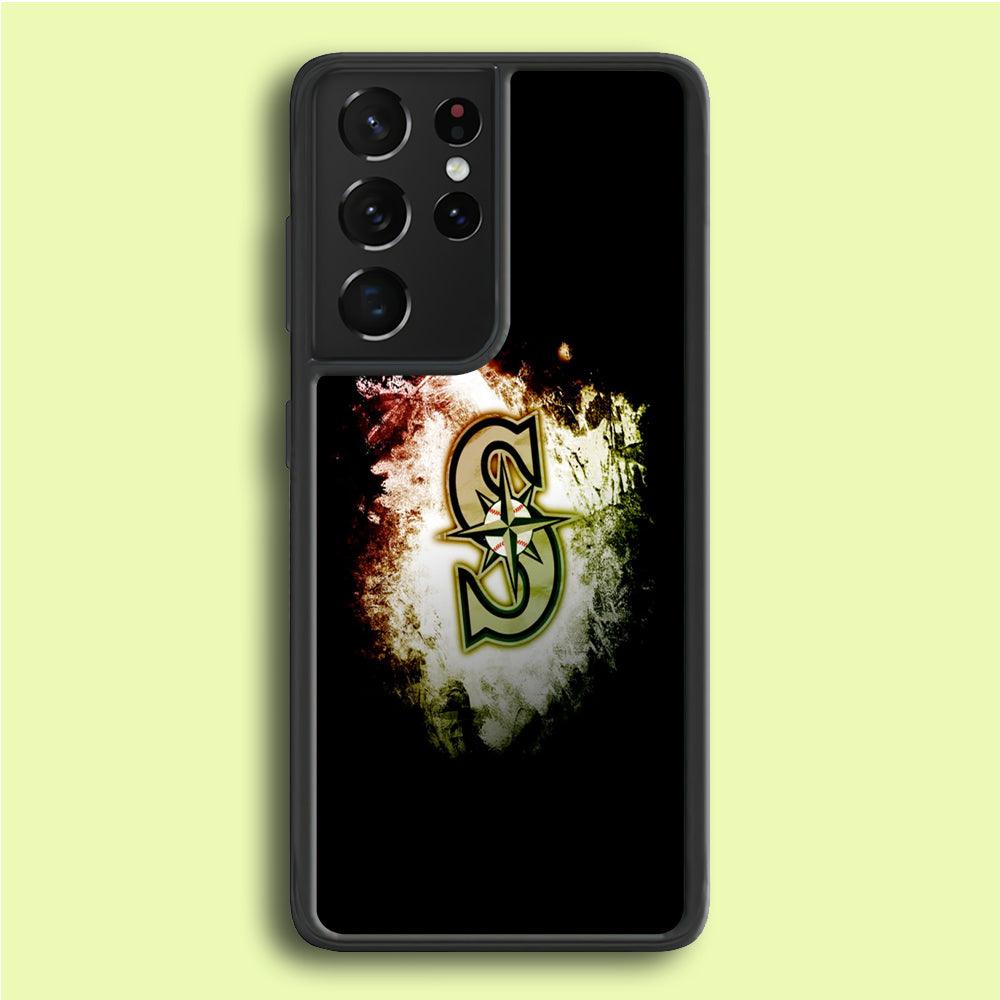 Baseball Seattle Mariners MLB 002 Samsung Galaxy S21 Ultra Case-Rubber / White (2D Case)-Xtracase