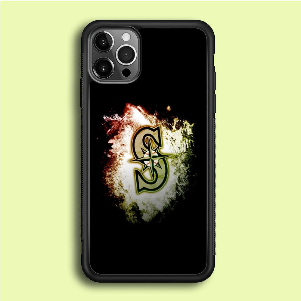 Baseball Seattle Mariners MLB 002 iPhone 12 Pro Case-Rubber / Black (2D Case)-Xtracase