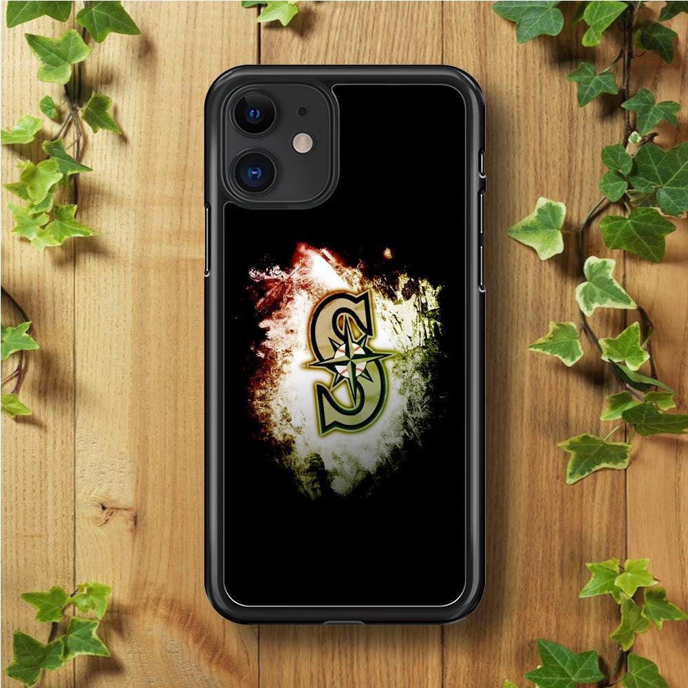 Baseball Seattle Mariners MLB 002 iPhone 11 Case-Rubber / Black (2D Case)-Xtracase