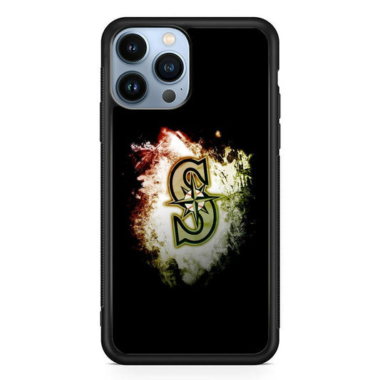 Baseball Seattle Mariners MLB 002 iPhone 13 Pro Max Case-Rubber / Black (2D Case)-Xtracase