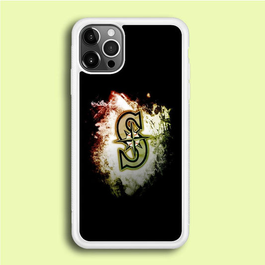 Baseball Seattle Mariners MLB 002 iPhone 12 Pro Case-Rubber / White (2D Case)-Xtracase