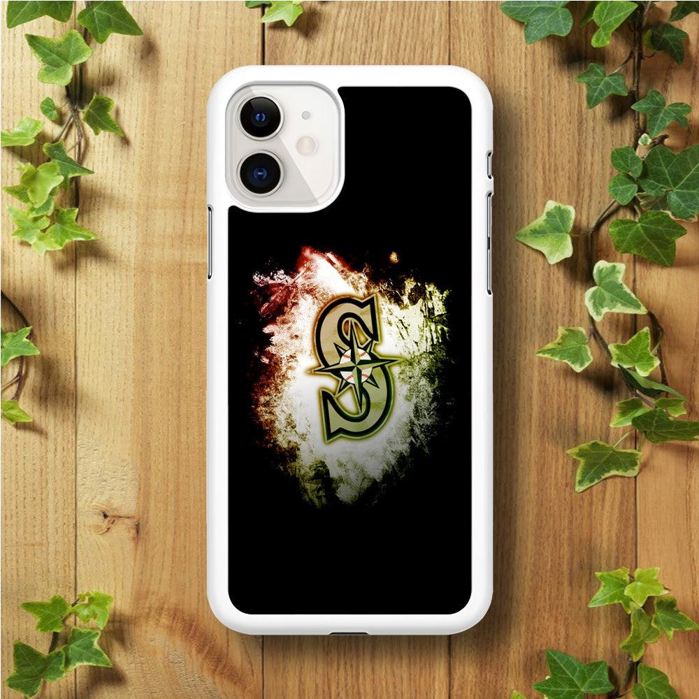 Baseball Seattle Mariners MLB 002 iPhone 11 Case-Rubber / White (2D Case)-Xtracase