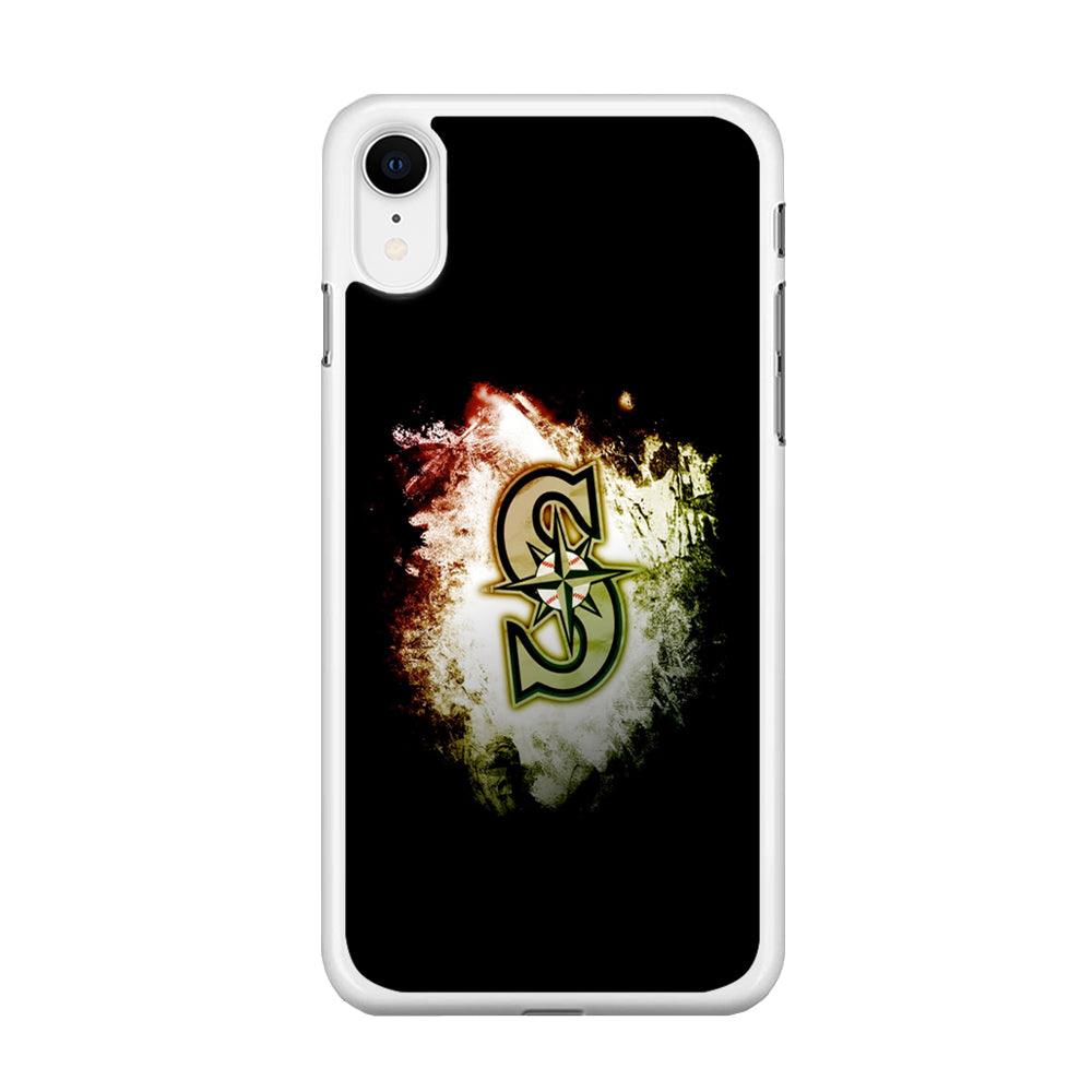Baseball Seattle Mariners MLB 002 iPhone XR Case-Rubber / White (2D Case)-Xtracase