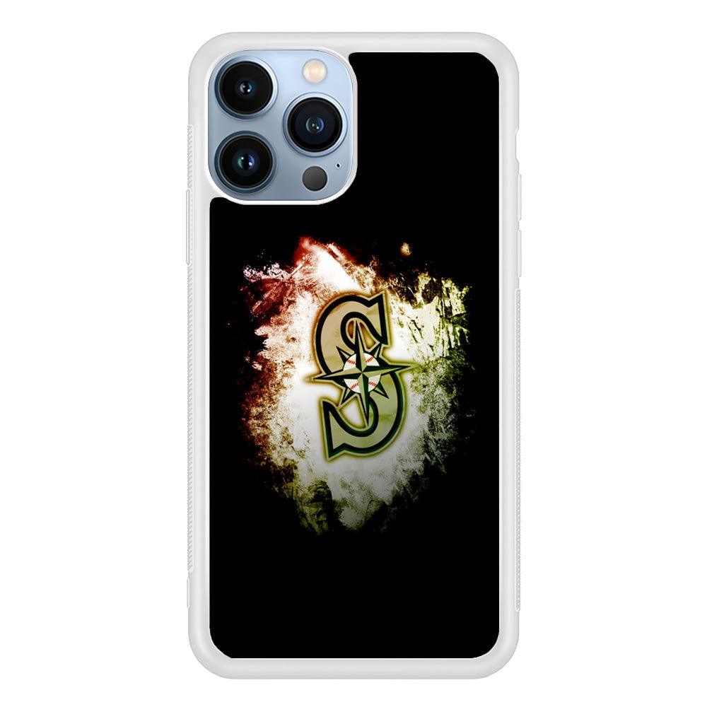 Baseball Seattle Mariners MLB 002 iPhone 13 Pro Case-Rubber / White (2D Case)-Xtracase