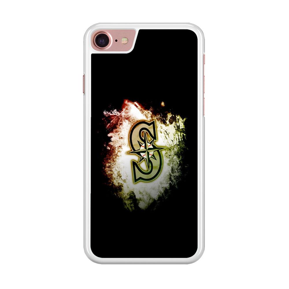 Baseball Seattle Mariners MLB 002 iPhone SE 2020 Case-Rubber / White (2D Case)-Xtracase