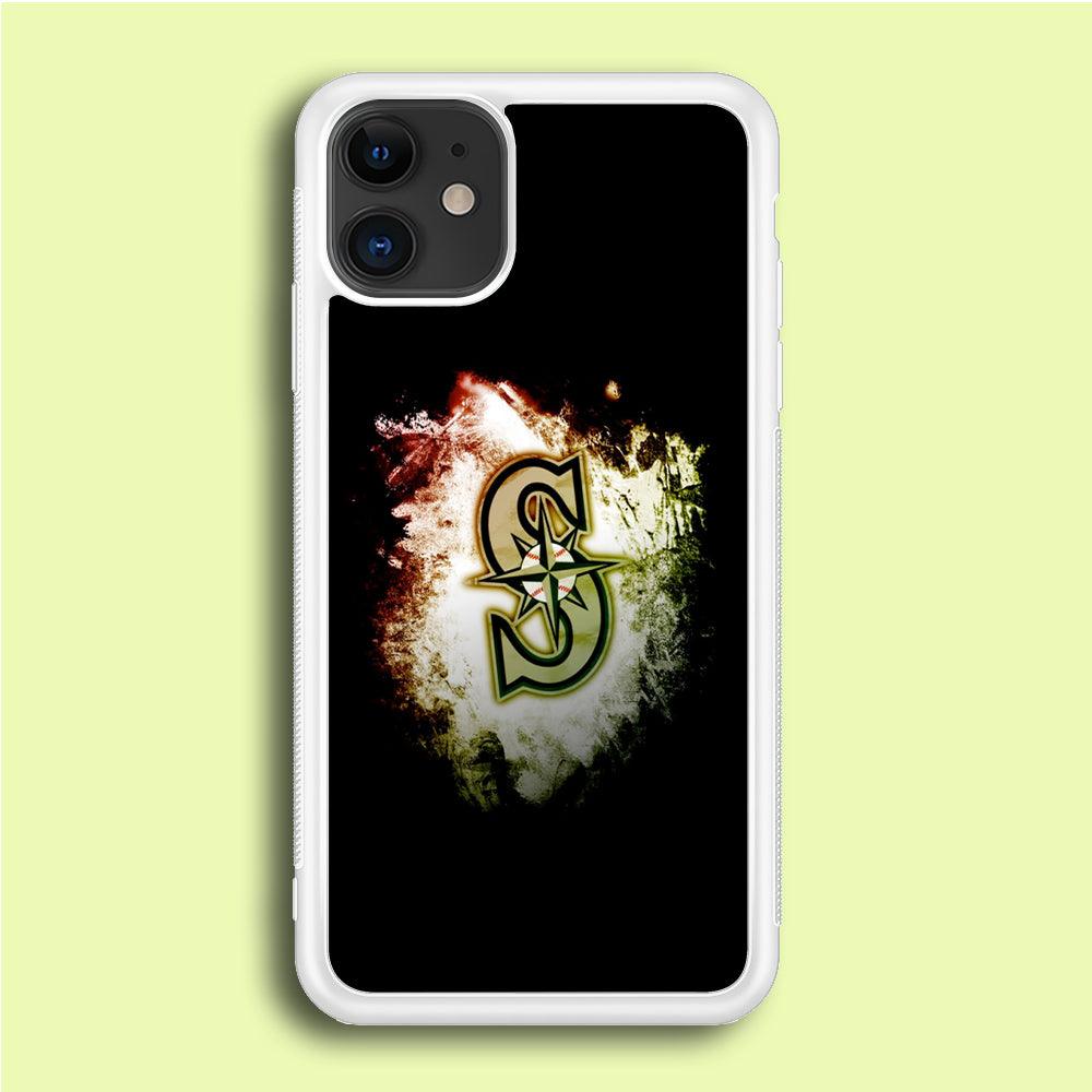 Baseball Seattle Mariners MLB 002 iPhone 12 Case-Rubber / White (2D Case)-Xtracase