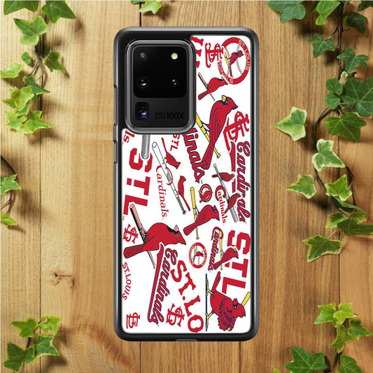 Baseball St. Louis Cardinals MLB 001 Samsung Galaxy S20 Ultra Case-Rubber / White (2D Case)-Xtracase