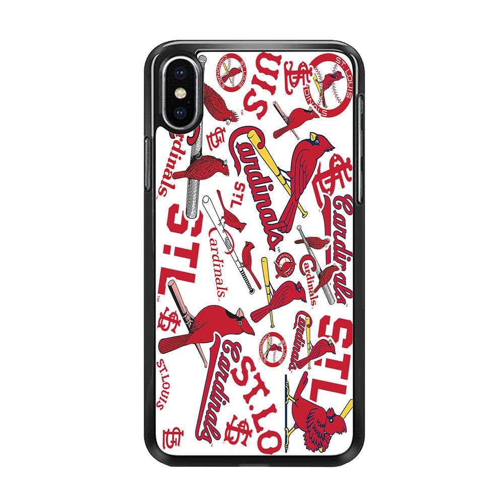 Baseball St. Louis Cardinals MLB 001 iPhone Xs Case-Rubber / Black (2D Case)-Xtracase