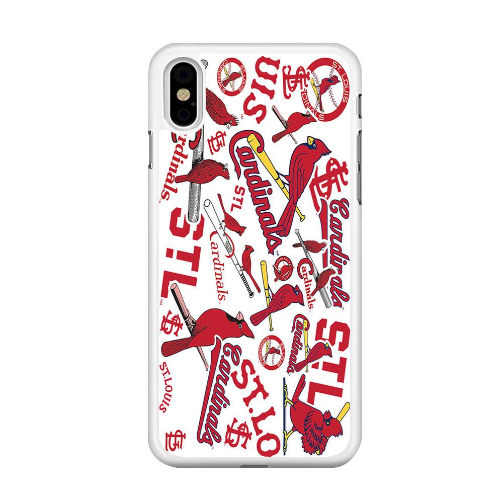 Baseball St. Louis Cardinals MLB 001 iPhone Xs Case-Rubber / White (2D Case)-Xtracase