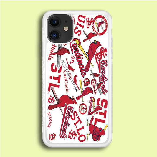 Baseball St. Louis Cardinals MLB 001 iPhone 12 Case-Rubber / White (2D Case)-Xtracase