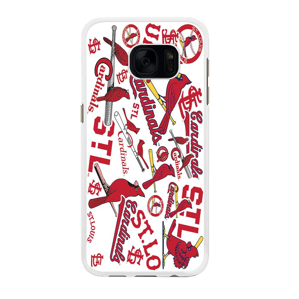 Baseball St. Louis Cardinals MLB 001 Samsung Galaxy S7 Edge Case-Rubber / White (2D Case)-Xtracase