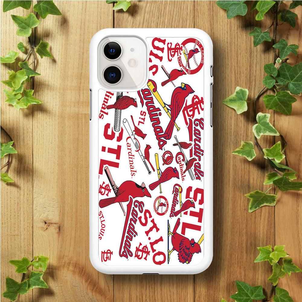 Baseball St. Louis Cardinals MLB 001 iPhone 11 Case-Rubber / White (2D Case)-Xtracase
