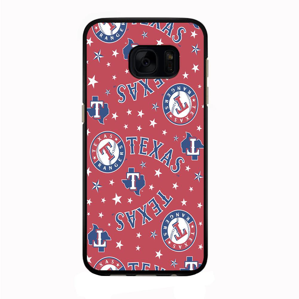 Baseball Texas Rangers MLB 001 Samsung Galaxy S7 Edge Case-Rubber / Black (2D Case)-Xtracase