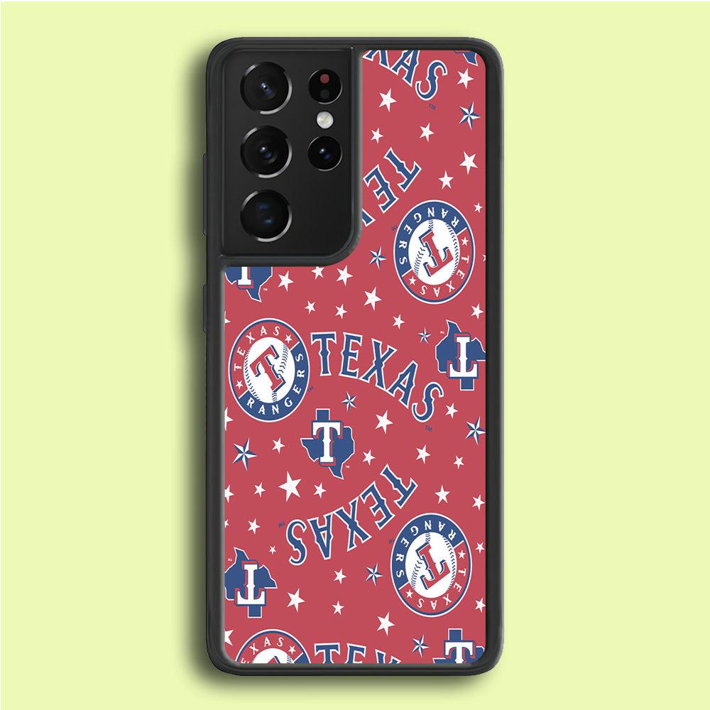 Baseball Texas Rangers MLB 001 Samsung Galaxy S21 Ultra Case-Rubber / White (2D Case)-Xtracase