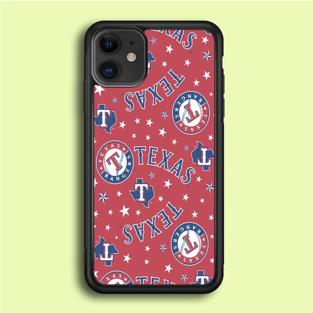 Baseball Texas Rangers MLB 001 iPhone 12 Case-Rubber / Black (2D Case)-Xtracase