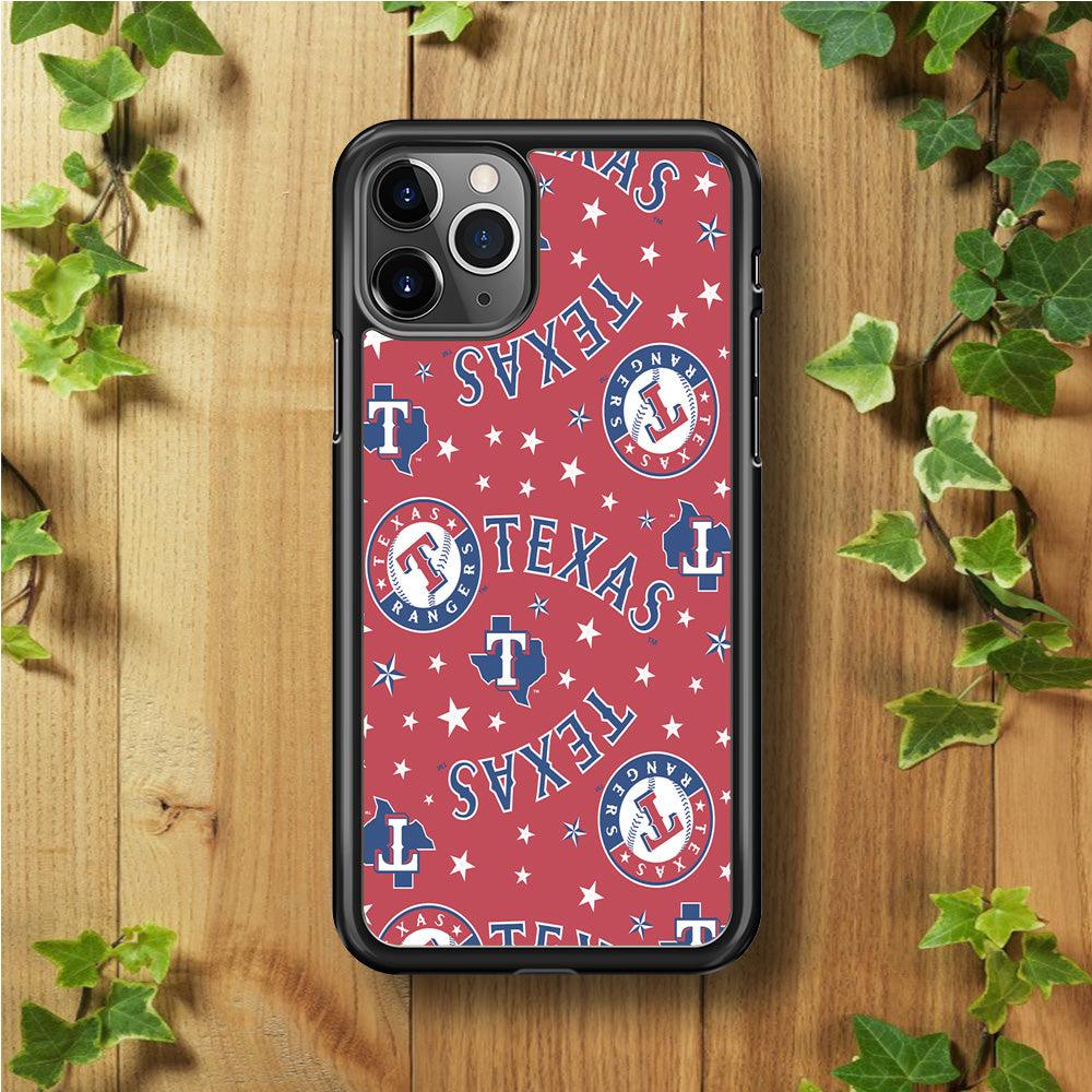 Baseball Texas Rangers MLB 001 iPhone 11 Pro Max Case-Rubber / Black (2D Case)-Xtracase