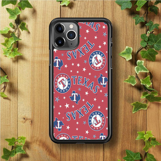 Baseball Texas Rangers MLB 001 iPhone 11 Pro Max Case-Rubber / Black (2D Case)-Xtracase