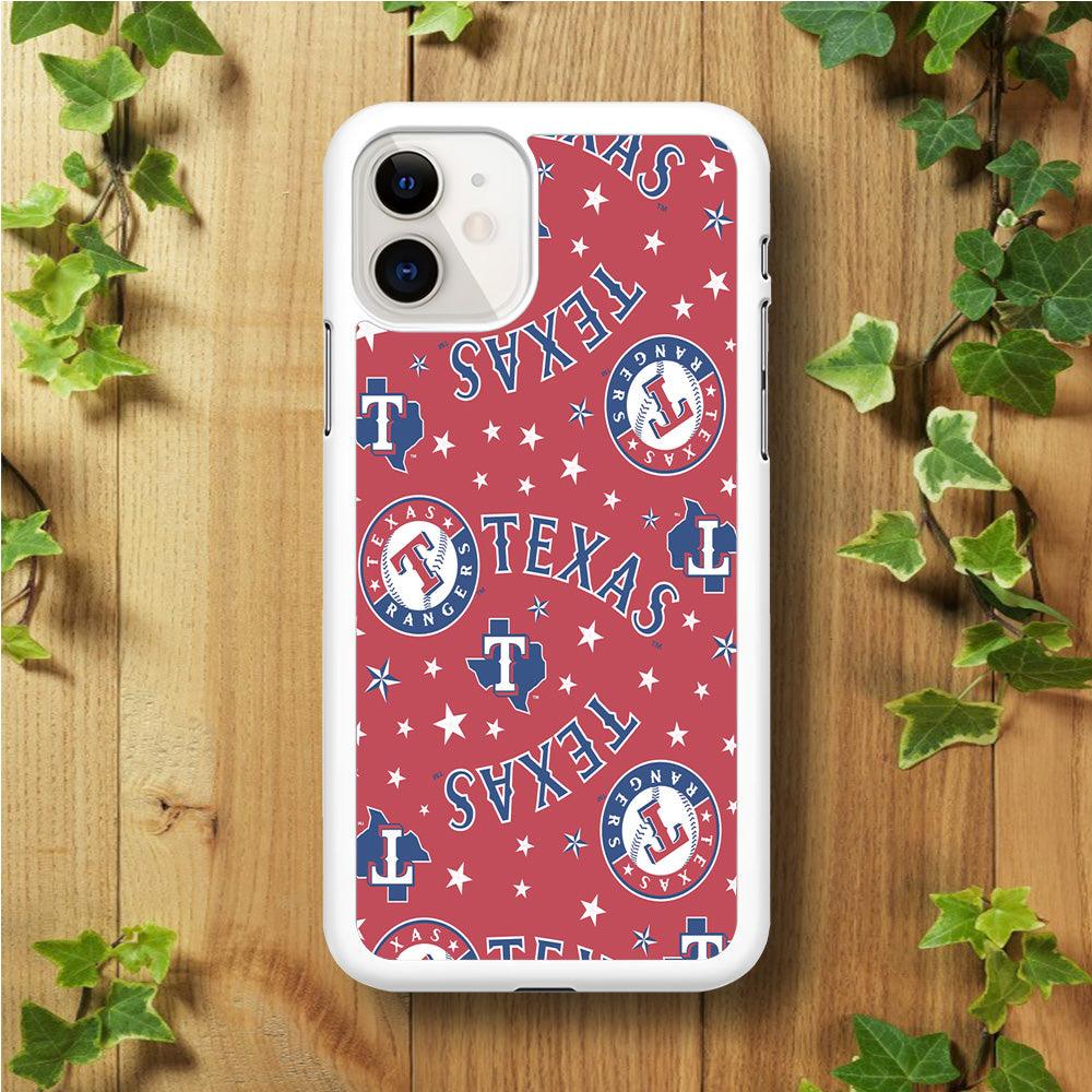 Baseball Texas Rangers MLB 001 iPhone 11 Case-Rubber / White (2D Case)-Xtracase